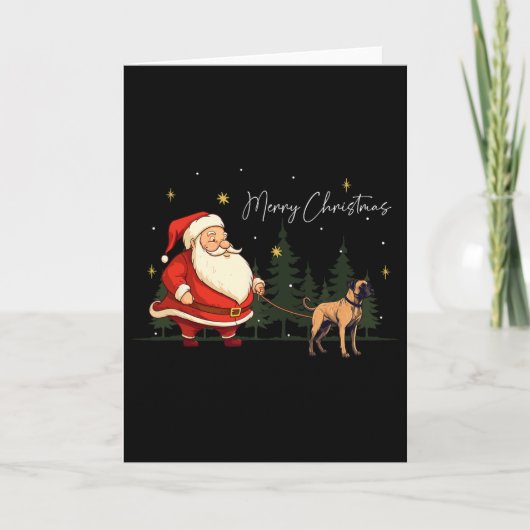 Grappige Black Mouth Cur Hond Sinterklaas Kerstmis Kaart (Voorkant)