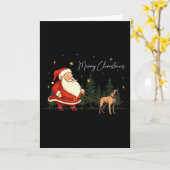 Grappige Black Mouth Cur Hond Sinterklaas Kerstmis Kaart (Gele Bloem)