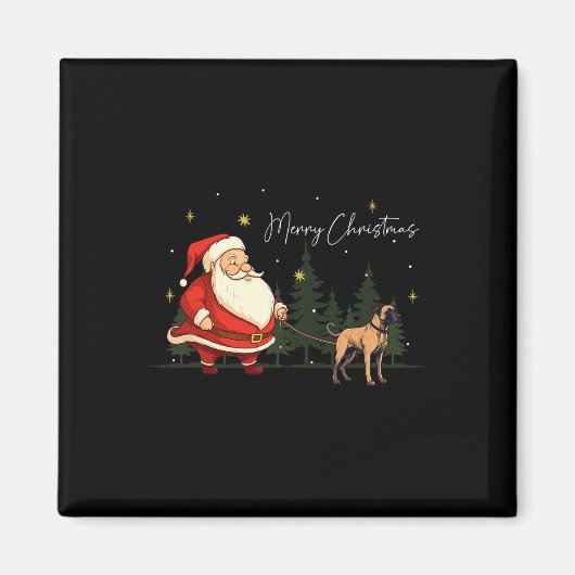 Grappige Black Mouth Cur Hond Sinterklaas Kerstmis Magneet (Voorkant)