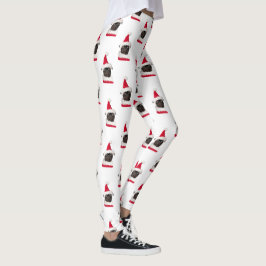 Grappige Black Pug Santa Hat Kerstmis Leggings
