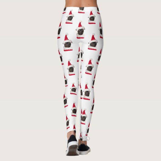 Grappige Black Pug Santa Hat Kerstmis Leggings (Achterkant)