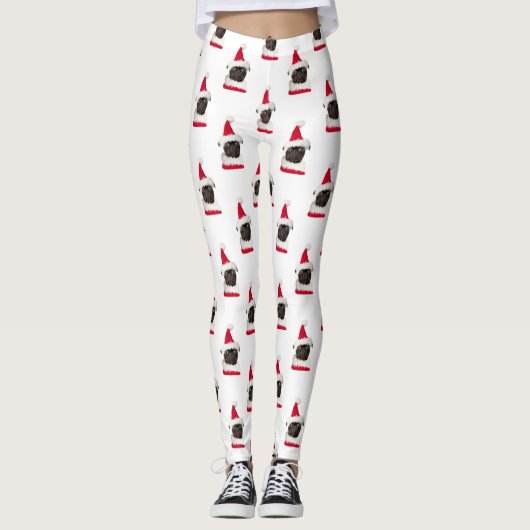 Grappige Black Pug Santa Hat Kerstmis Leggings