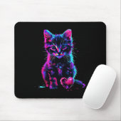 Grappige Blacklight Glitch Kunst Cute Kat Kitten V Muismat (Met muis)
