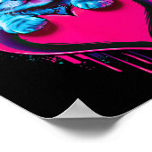 Grappige Blacklight Glitch Kunst Cute Kat Kitten V Poster (Hoek)