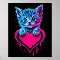 Grappige Blacklight Glitch Kunst Cute Kat Kitten V
