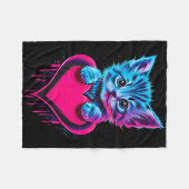 Grappige Blacklight Glitch Kunst Cute Kat Kittens  Fleece Deken (Voorkant (Horizontaal))