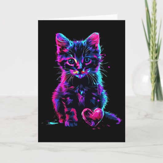 Grappige Blacklight Glitch Kunst Cute Kat Kittens Kaart (Voorkant)
