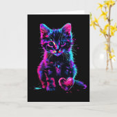 Grappige Blacklight Glitch Kunst Cute Kat Kittens Kaart (Gele Bloem)