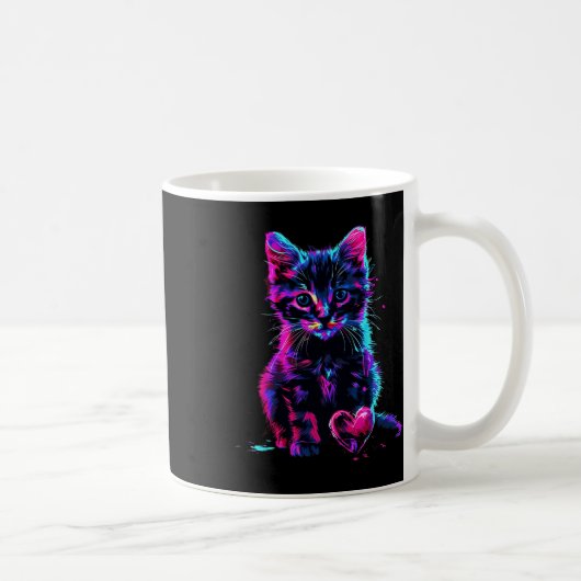 Grappige Blacklight Glitch Kunst Cute Kat Kittens Koffiemok (Rechts)