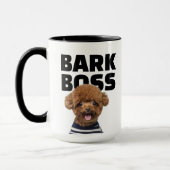 Grappige blaffende baas hond foto gepersonaliseerd mok (Links)