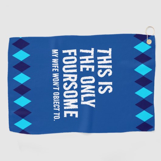 Grappige Blauwe Argyle Dit is het Enige Viertal... Golfhanddoek (Horizontaal)