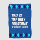 Grappige Blauwe Argyle Dit is het Enige Viertal... Golfhanddoek (Voorkant)