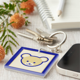 Grappige Blauwe Beige Bruine Teddybeer Schattige C Sleutelhanger