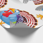 Grappige Blauwe Cartoon Turkije met Patriottische  Cadeaupapier