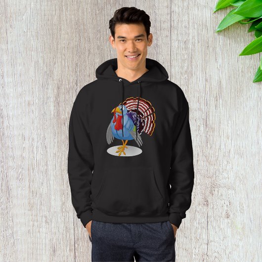Grappige Blauwe Cartoon Turkije met Patriottische  Hoodie