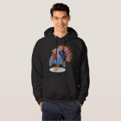 Grappige Blauwe Cartoon Turkije met Patriottische  Hoodie (Voorkant volledig)