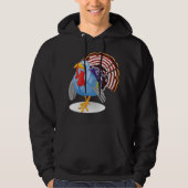 Grappige Blauwe Cartoon Turkije met Patriottische  Hoodie (Voorkant)