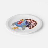 Grappige Blauwe Cartoon Turkije met Patriottische  Papieren Bordje (Gekanteld)