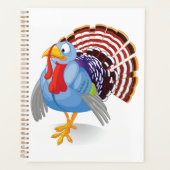 Grappige Blauwe Cartoon Turkije met Patriottische  Planner (Voorkant)