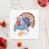 Grappige Blauwe Cartoon Turkije met Patriottische  Servet (Insitu)