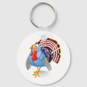 Grappige Blauwe Cartoon Turkije met Patriottische  Sleutelhanger (Achterkant)