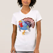 Grappige Blauwe Cartoon Turkije met Patriottische  T-shirt (Voorkant)
