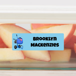 Grappige blauwe cementmixer cartoon gepersonalisee labels