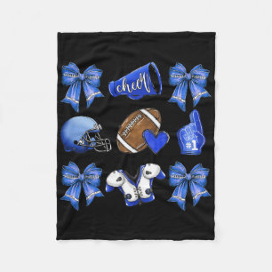 Grappige Blauwe Cheer Coquette Voetbal Moeder Vrou Fleece Deken