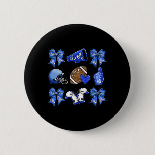 Grappige Blauwe Cheer Coquette Voetbal Moeder Vrou Ronde Button 5,7 Cm