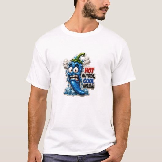 Grappige Blauwe Chilipeper T-shirt (Voorkant)