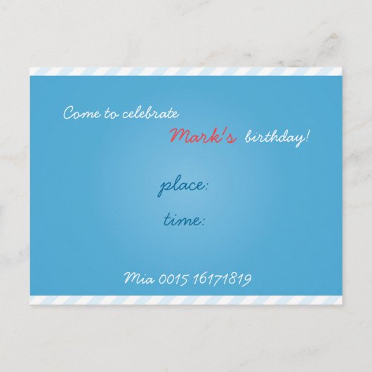 Grappige blauwe clown verjaardag uitnodiging (Achterkant)