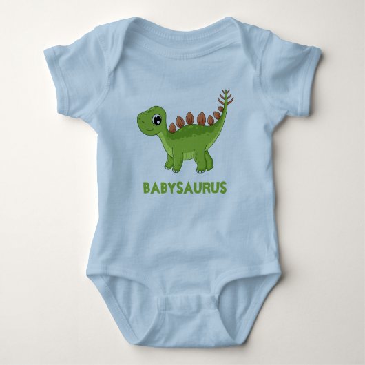 Grappige Blauwe Dinosaurus Delight Roarsome gepers Romper (Voorkant)