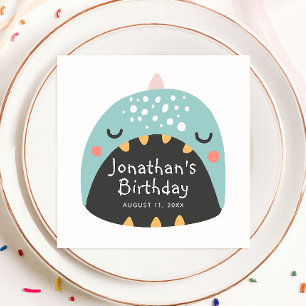 Grappige blauwe dinosaurus. Kinder dino monster ve Servet