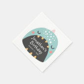 Grappige blauwe dinosaurus. Kinder dino monster ve Servet (Hoek)