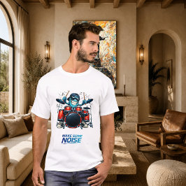 Grappige Blauwe Drummer Karakter Muziek Illustrati T-shirt