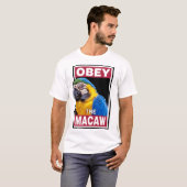 Grappige blauwe en gele ara - Vogelkunst T-shirt (Voorkant volledig)