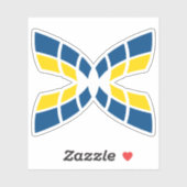 Grappige blauwe en gele letter X monogram Sticker (Vel)