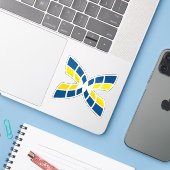 Grappige blauwe en gele letter X monogram Sticker (Laptop met iPhone)