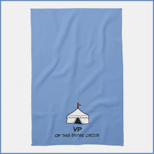 Grappige blauwe en witte circus tent quote theedoek