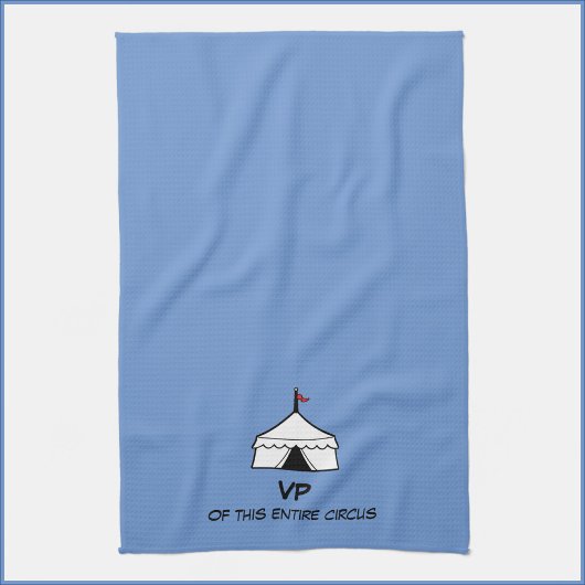 Grappige blauwe en witte circus tent quote theedoek