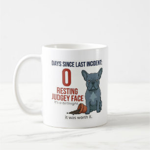 Grappige Blauwe Franse Bulldog Dagen Sinds Laatste Koffiemok
