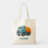 Grappige Blauwe Gele Dump Truck Tote Bag (Achterkant)