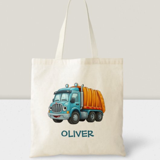 Grappige Blauwe Gele Dump Truck Tote Bag
