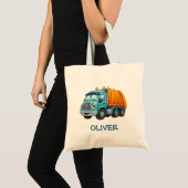 Grappige Blauwe Gele Kipt vrachtwagen Tote Bag (Voorkant (product))
