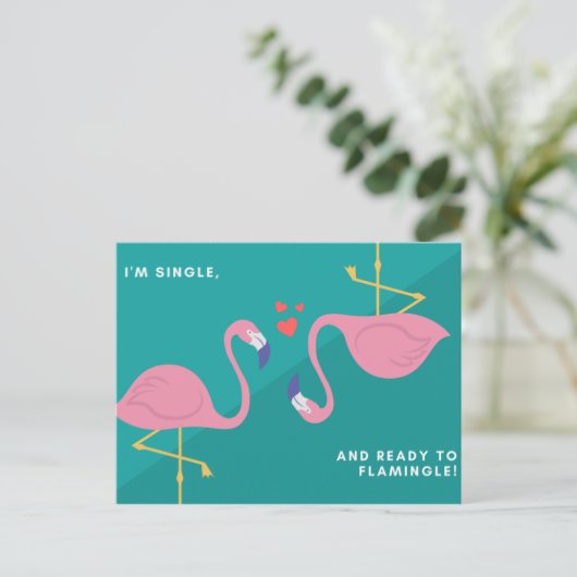 Grappige Blauwe Groene Flamingo Briefkaart (Staand voorkant)