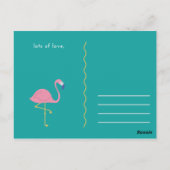 Grappige Blauwe Groene Flamingo Briefkaart (Achterkant)