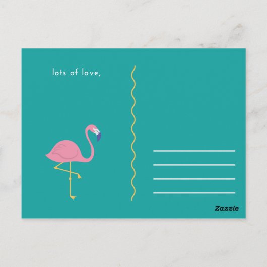 Grappige Blauwe Groene Flamingo Briefkaart (Achterkant)