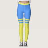 Grappige Blauwe Leggings Faux Geel Ower Knie Sokke (Voorkant)