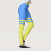 Grappige Blauwe Leggings Faux Geel Ower Knie Sokke (Rechts)
