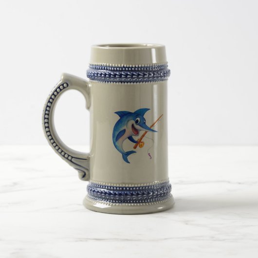 Grappige Blauwe Marlijn Vissen Bierpul (Links)